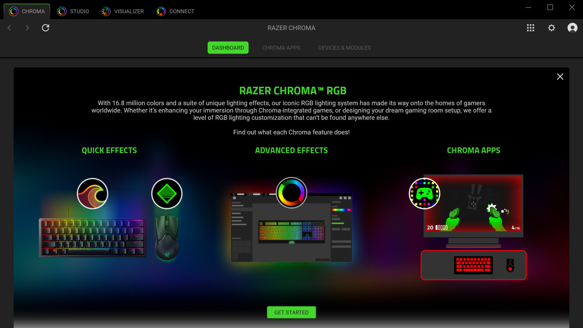 Razer Chroma App Dashboard