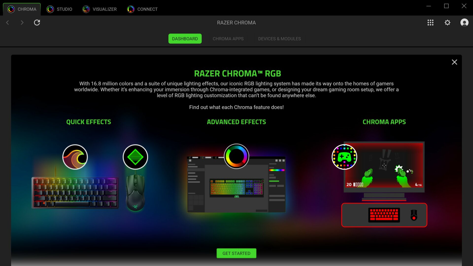 Razer Chroma App Dashboard